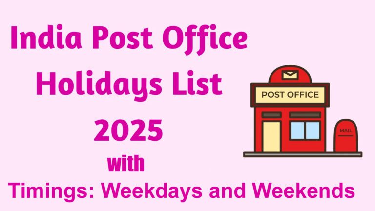 Indian Post Office Timing and Holidays in 2025