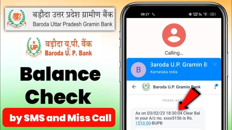 Baroda UP Gramin Bank Balance Check Methods