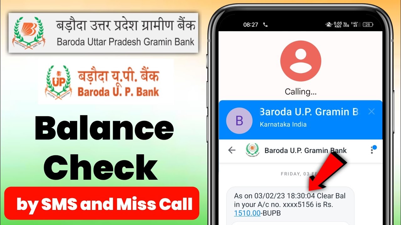 Baroda UP Gramin Bank Balance Check Methods