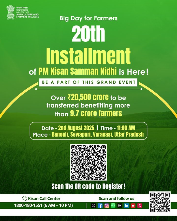 PM Kisan 20th Installment Release Date Announced